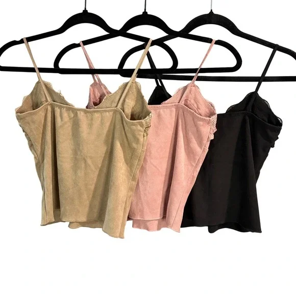 Tops | Lace Trim Ruffle Camisole Bundle Women S Cottagecore Y2k Tan ...